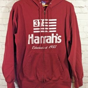Harrahs Womens Hooded Sweatshirt Jacket Size Med